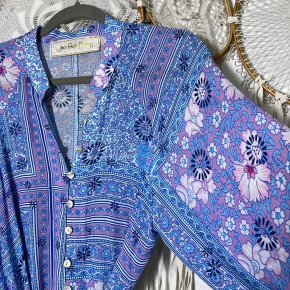 Jen's Pirate Booty NWOT Blue and Purple Hyacinth Wide Leg Jumpsuit - Picture 3 of 13